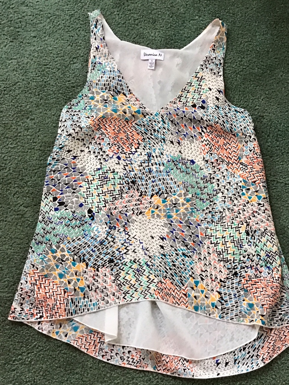 Veronica M Multicolor V-Neck Sleeveless Printed Top